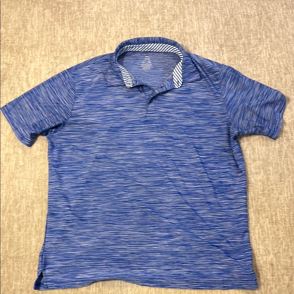 Blue Heathered Polo Shirt with Classic Collar